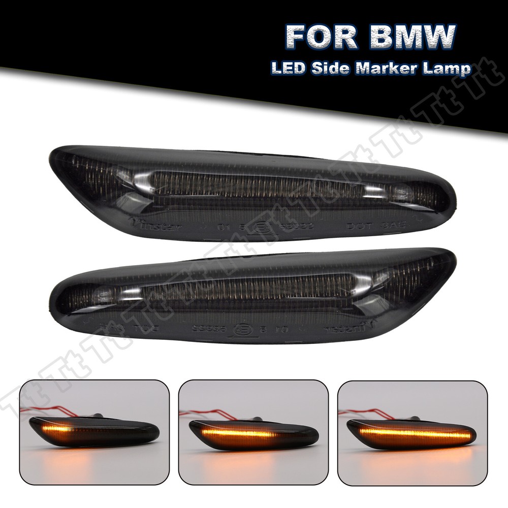 For BMW E60 E61 E82 E88 E90 E91 E92 E93 Sequential Smoked LED Side Marker Light