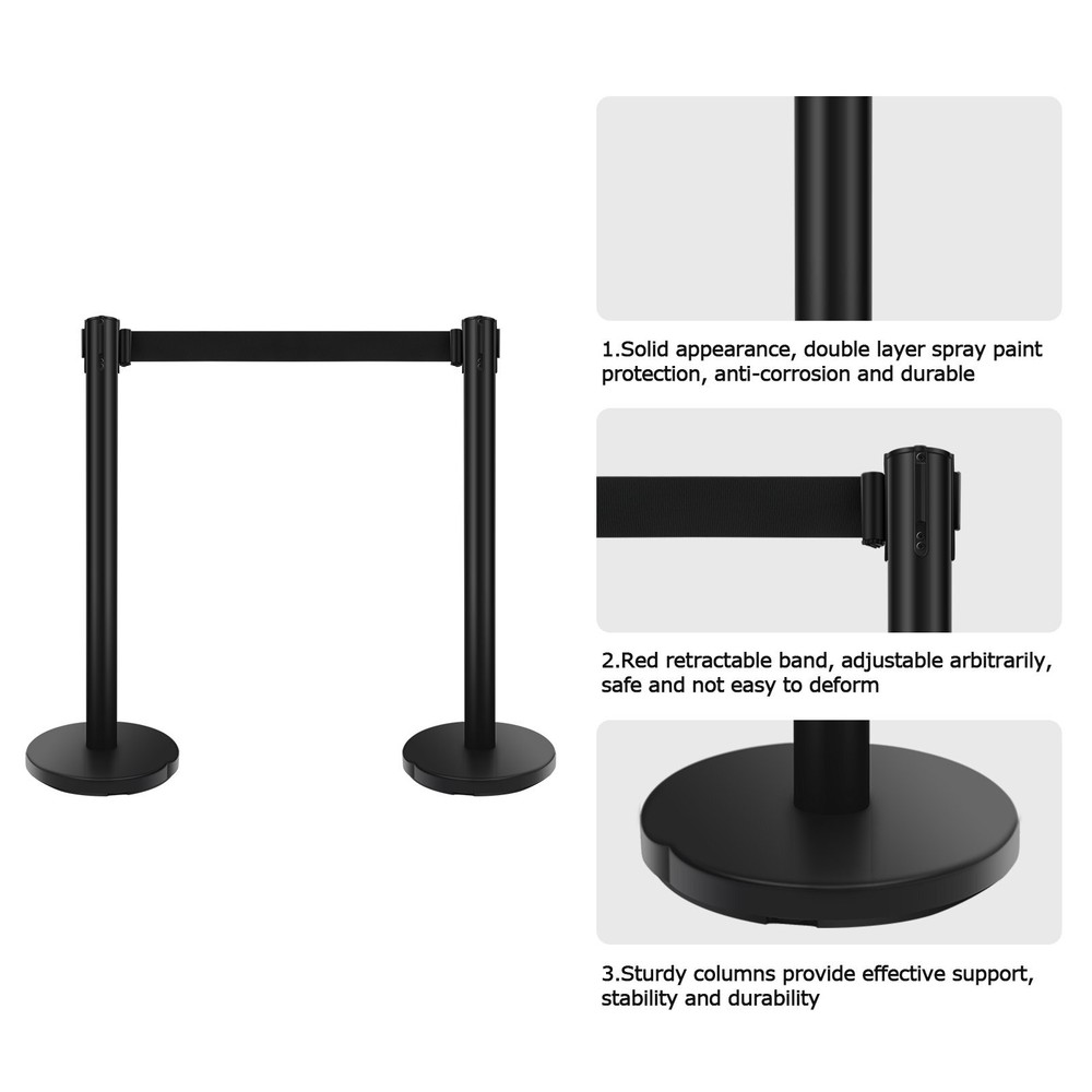 6 PCS Crowd Control Barrier Stanchion Posts Queue Pole with Retractable Belt