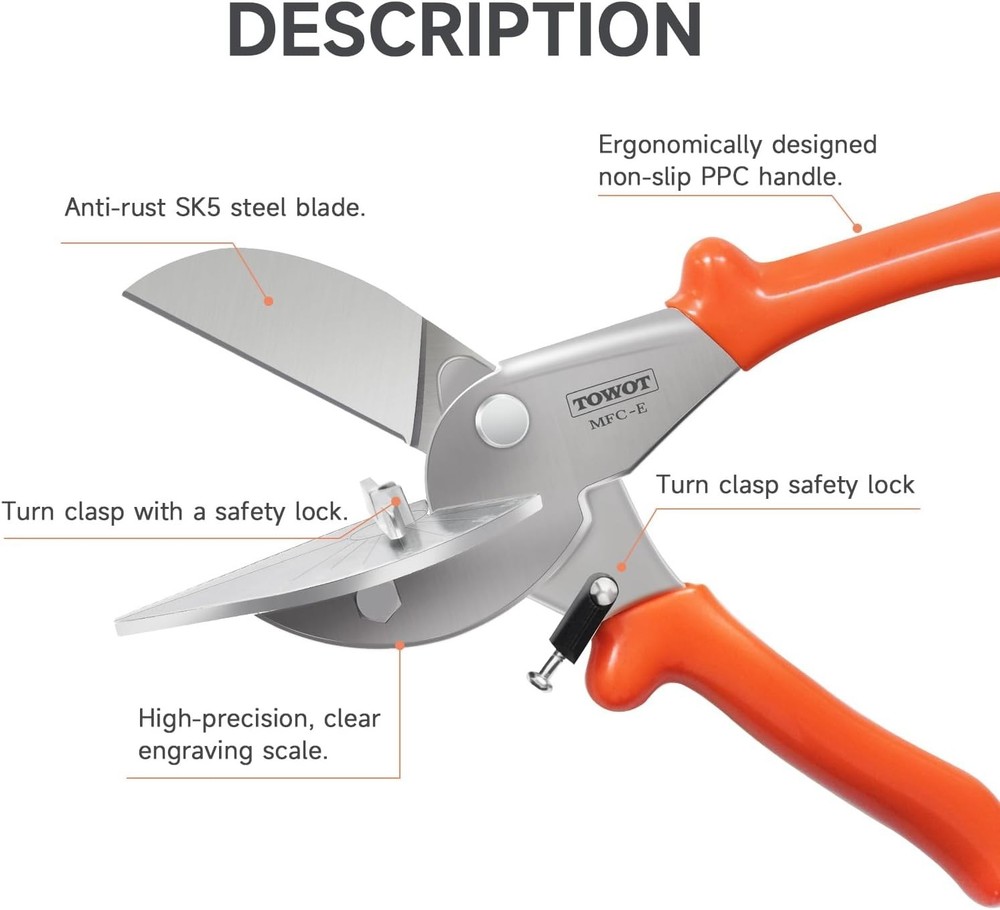 Versatile Miter Shears for Professionals - Adjustable Angles & Safety Features
