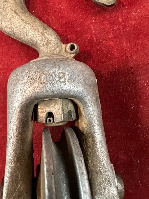 Vintage Crosby-Laughlin cast swivel Hook Pulley