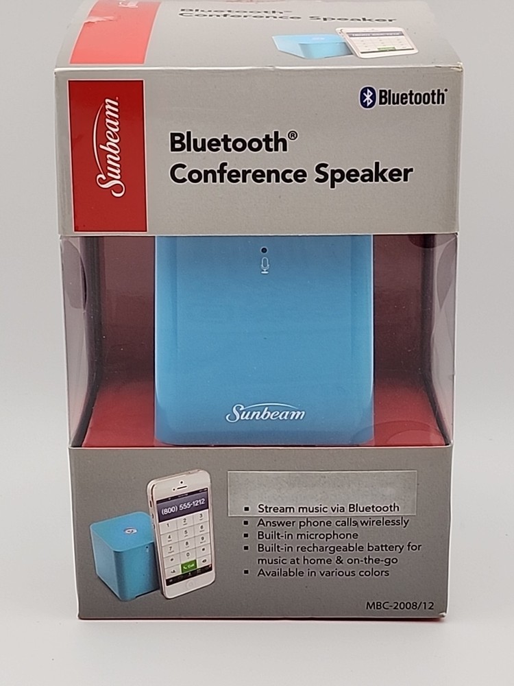 Sunbeam Bluetooth Conference Speaker Blue New In Box