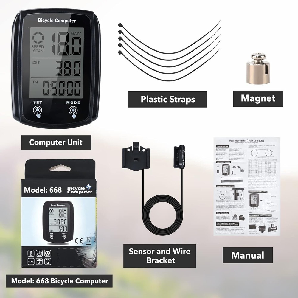 Waterproof Wired LCD Digital Cycle Bike Computer Bicycle Speedometer Odometer US