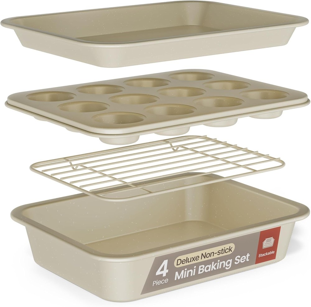 Bakken 4-Piece Bakeware Sets Nonstick Carbon Steel Baking Sheet Stackable