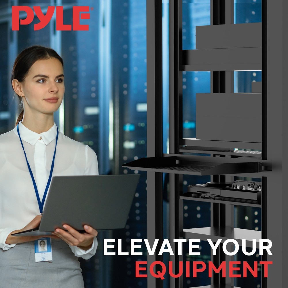 Pyle 6-Pack 1U Server Rack Shelf - Universal Device Server Rack Mounting Tray