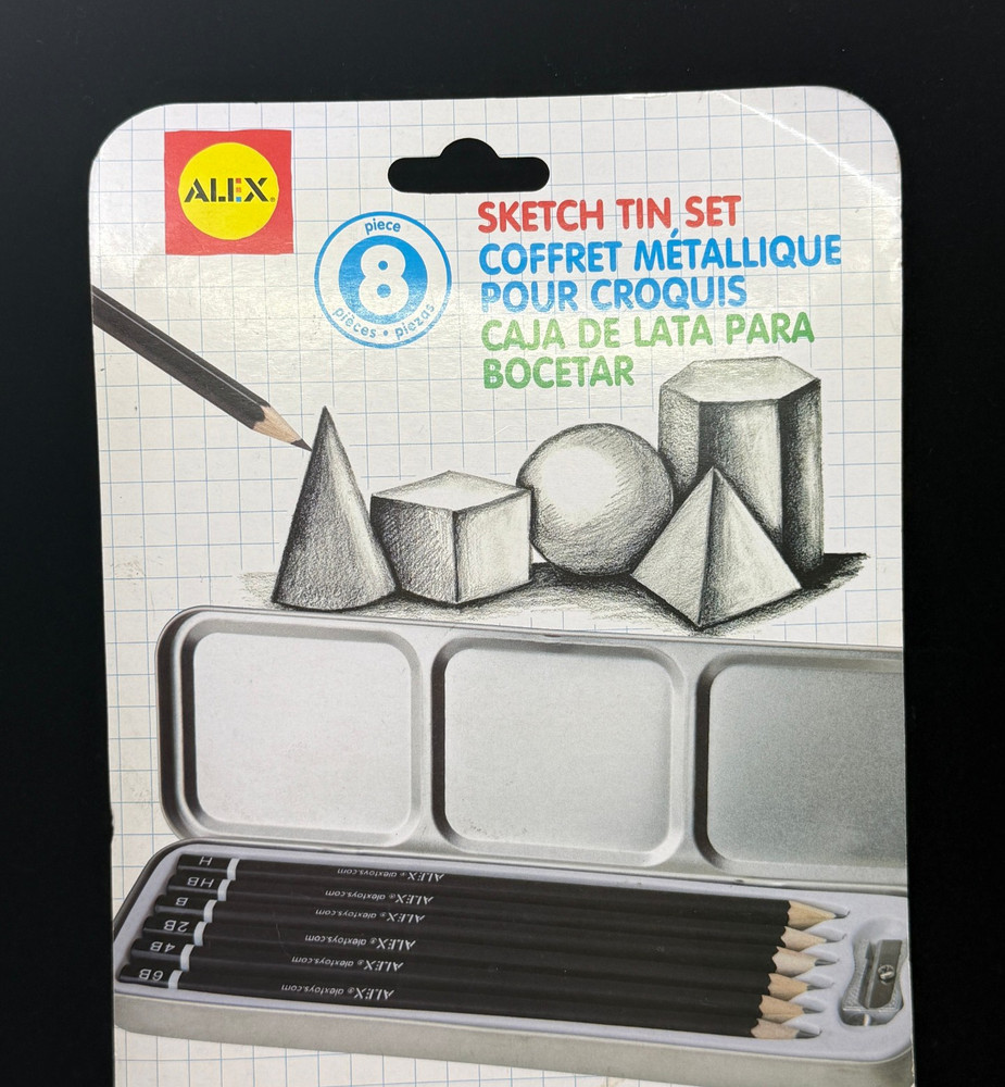 Alex 8-Piece Sketch Tin Set With Sharpener - New In Box