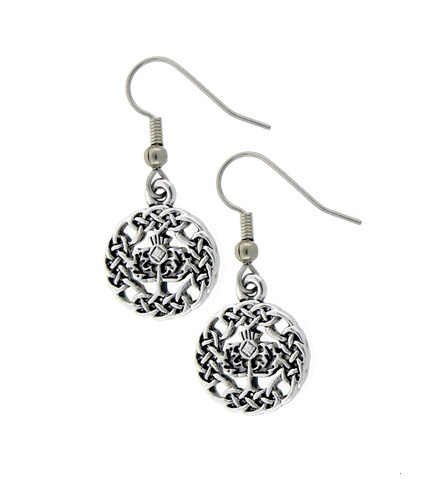 Celtic Pewter Scottish Thistle  Earrings