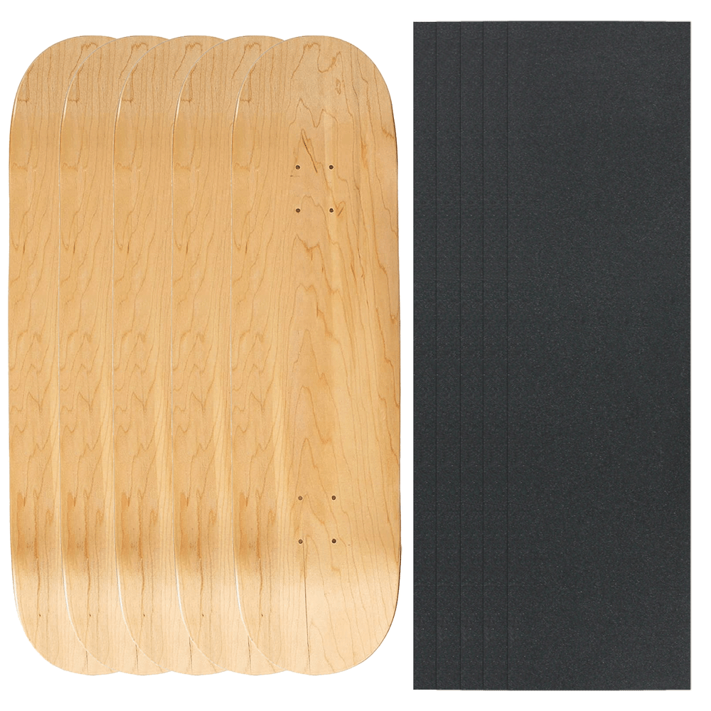 5 Blank Skateboard Decks 8.5" Natural + Griptape