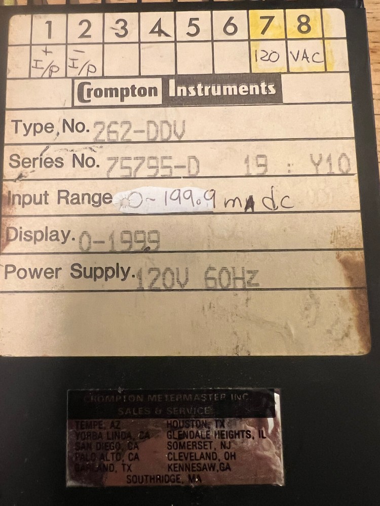 CROMPTON INSTRUMENTS 262-DDV DIGITAL D/C VOLT METER