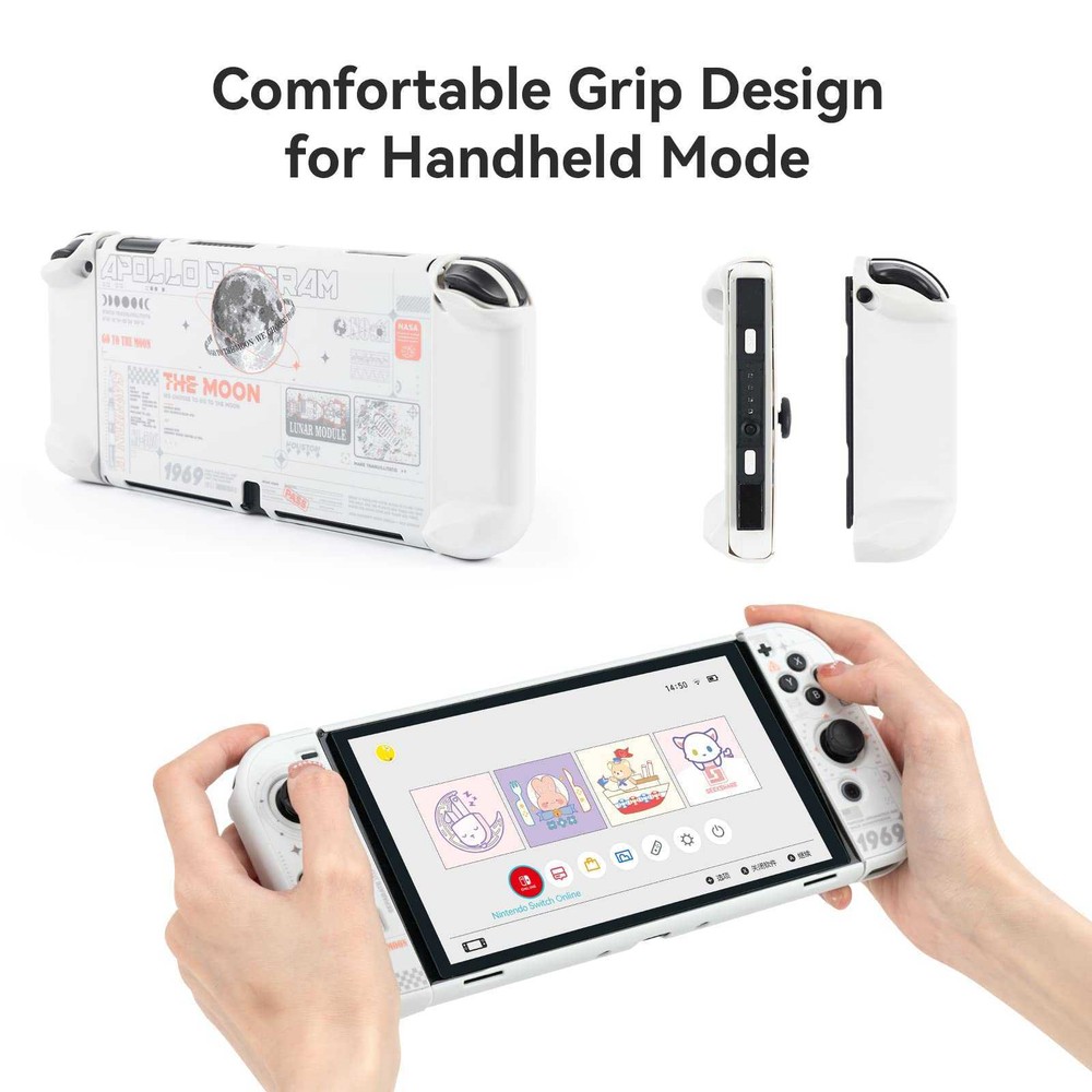 GeekShare Protective Case for Nintendo Switch OLED Hard Shell moon landing