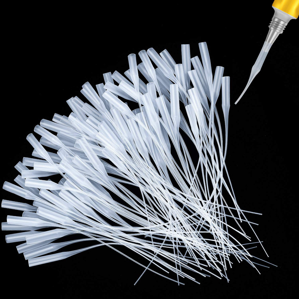 Hsei 200 Pcs Micro-Tips Plastic Glue Bottle Tips Glue Extender Precision Applica