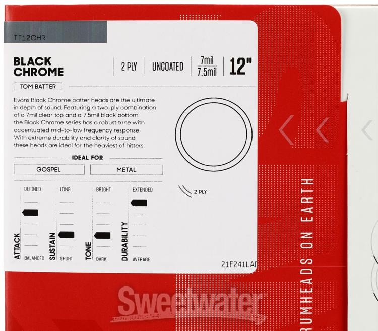 Evans TT12CHR Black Chrome Tom Batter Head - 12"