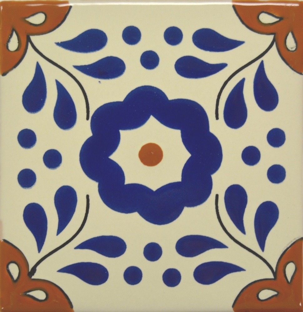 Primavera Azul (Blue Spring) Handmade Mexican Talavera Tile
