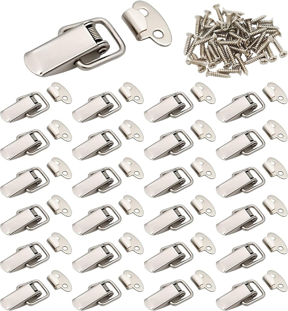 Lesnala 24pcs Small Stainless Steel Spring Toggle Lock with Silver-24pcs
