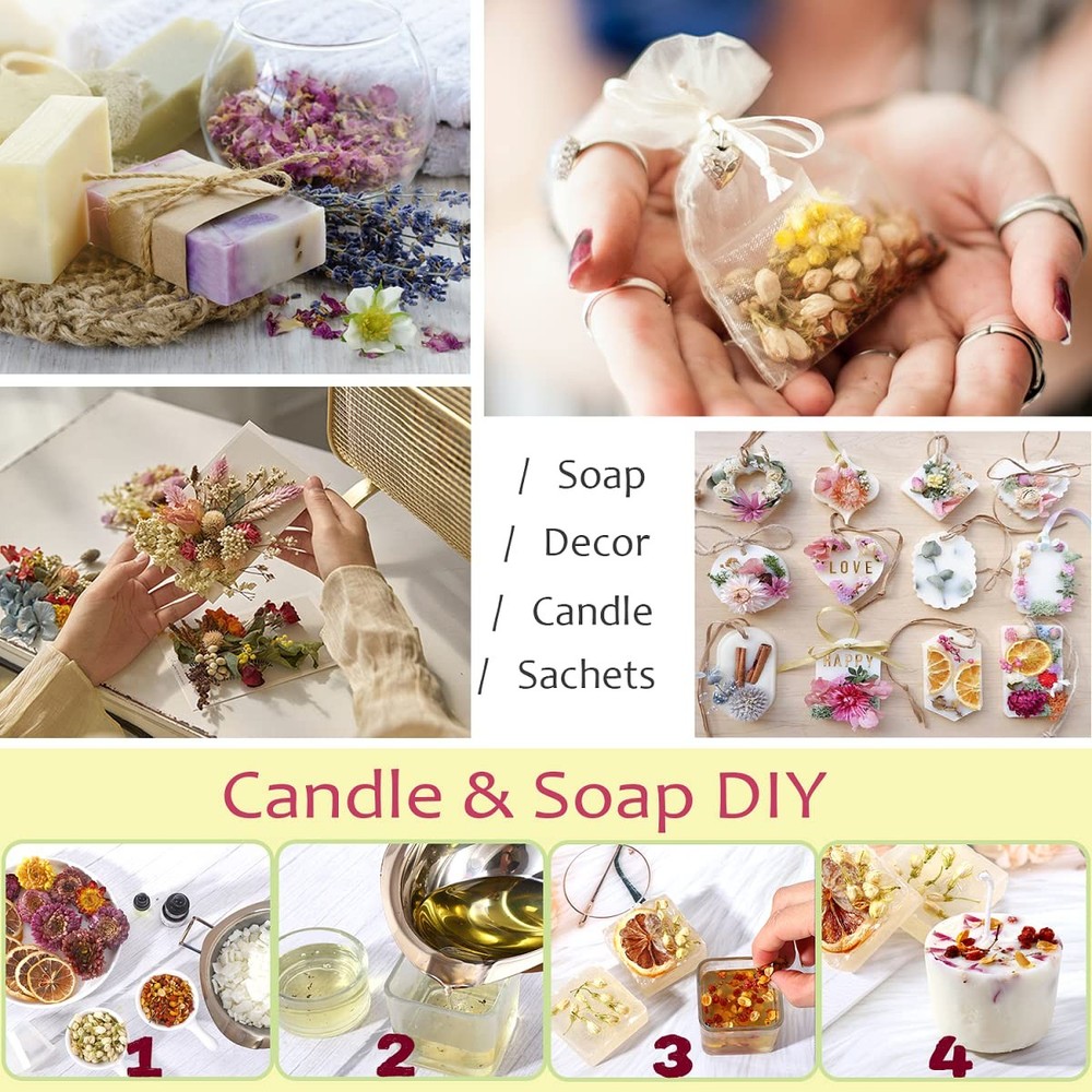 [Latest] 21 Pack Dried Flowers for Candle Making, 100% 21