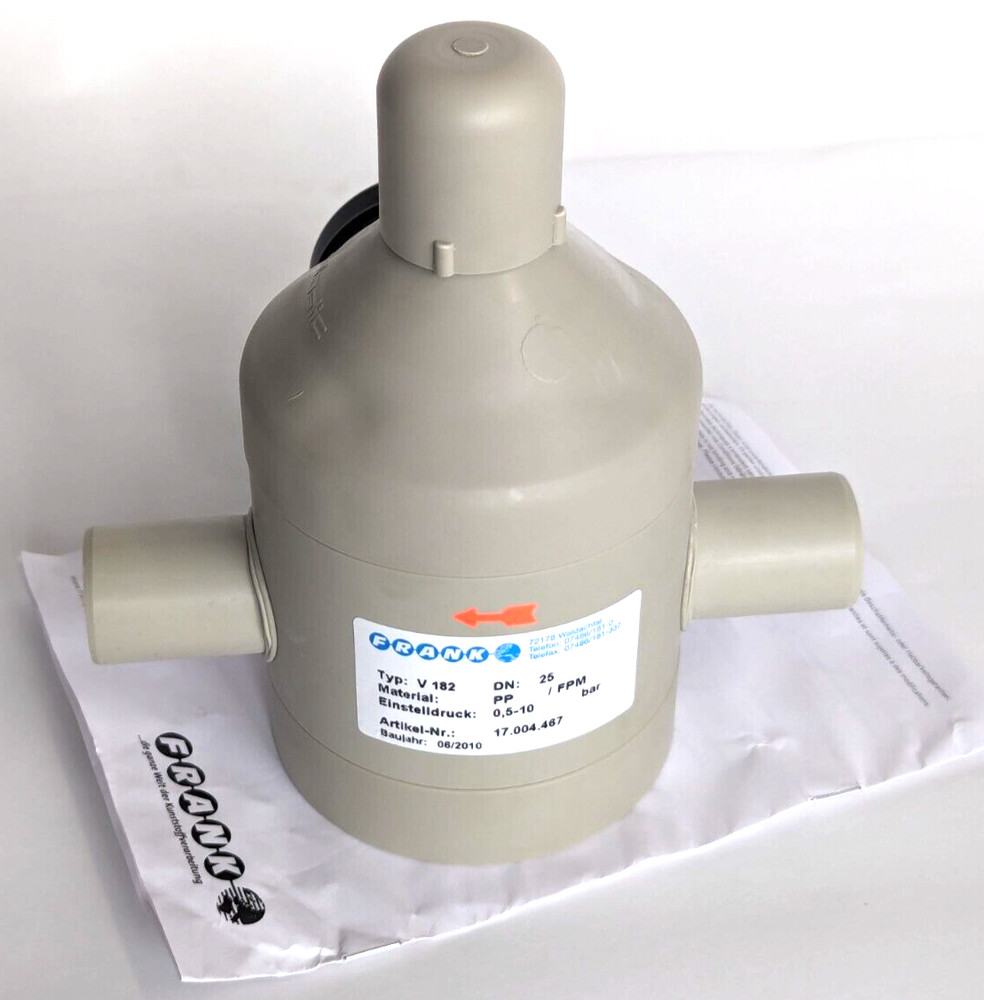 FRANK pressure reducer type V 182 DN 25 material: PP/FPM 0.5-10 bar 17,004,467