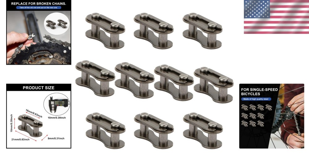 10-Pack Copper Missing Link Connectors for Single Speed Bike Chain Repairs