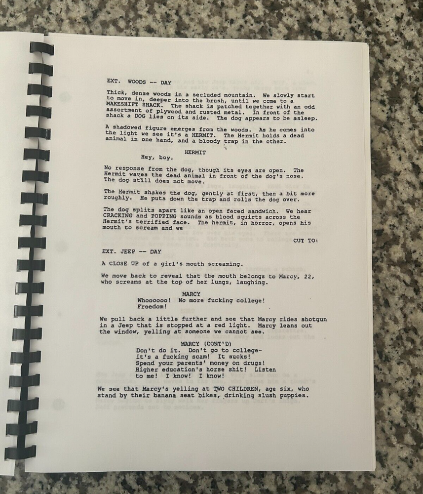Cabin Fever Eli Roth Horror Movie Script Reprint Full Screenplay Script