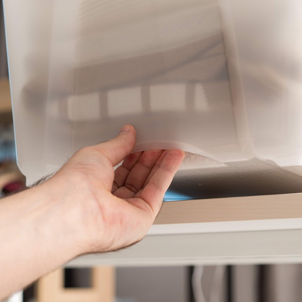 IRIS USA 32 Qt Stackable Plastic Storage Bins with Lids, 6 Pack 32 Qt, Pearl