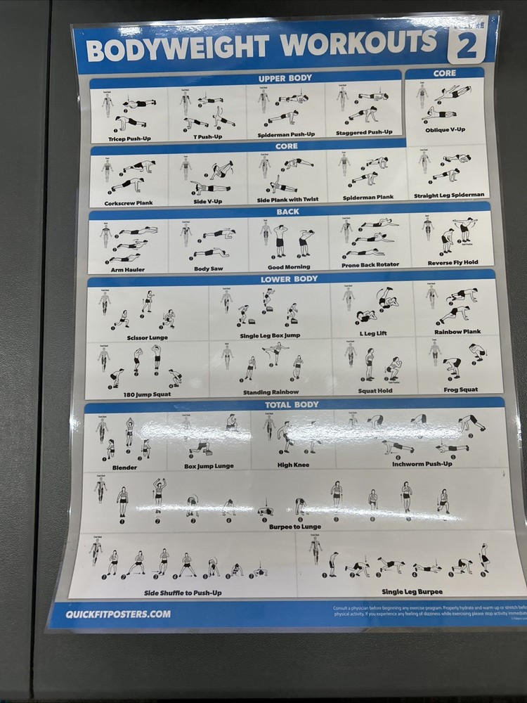 Quickfit 10 Pack Laminated 18x24 Workouts Posters