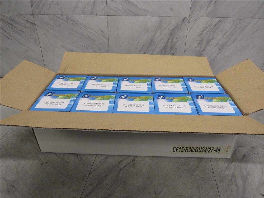 Lot of 10 NEW TOPAZ CF15/R30/GU24/28 R30 Flood Lights 15W 120V