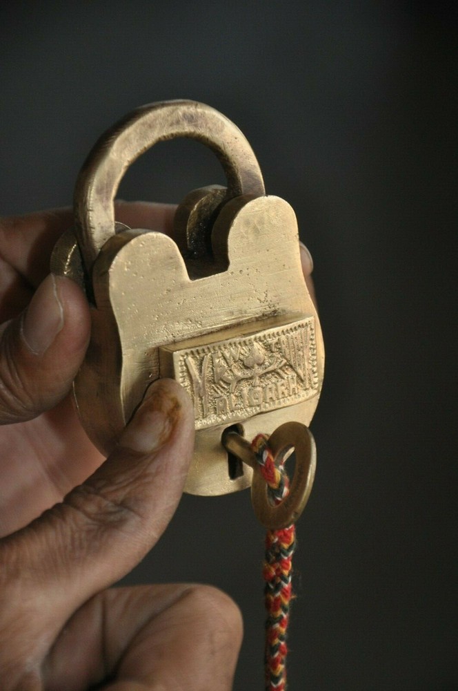 Vintage Brass Handcrafted Fine Quality Engraved Solid Padlock