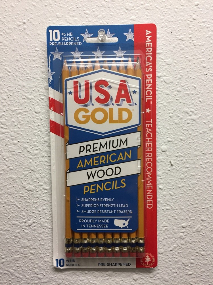 10 Ct USA GOLD #2 Pencils Pre-sharpened Premium