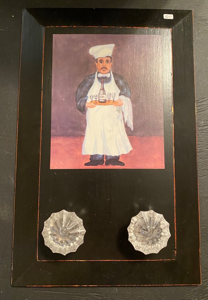 14 X 9" Chef Waiter Decorative Wall Hanging With 2 Apron Knobs