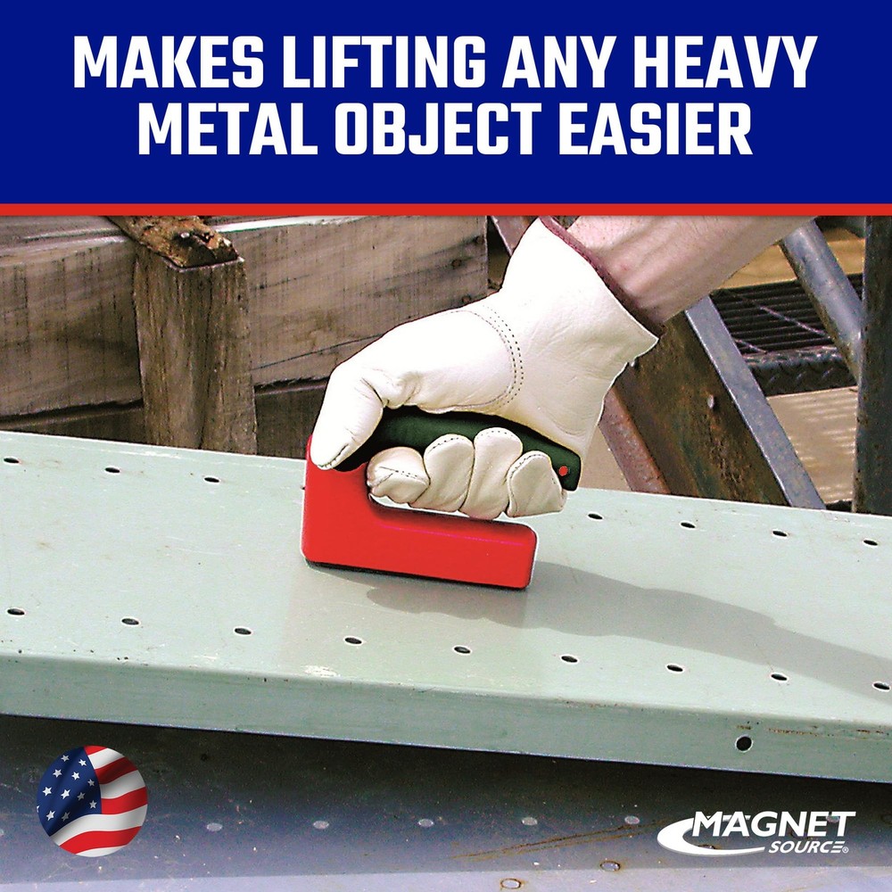 Strong Magnet with Ergonomic Handle - 100 lb Pull Force, Red, 07501