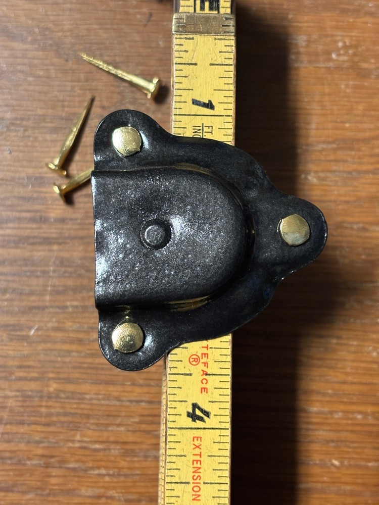 Trunk & Chest Hardware-4 Black original Leather Handle Retainers & Tacks