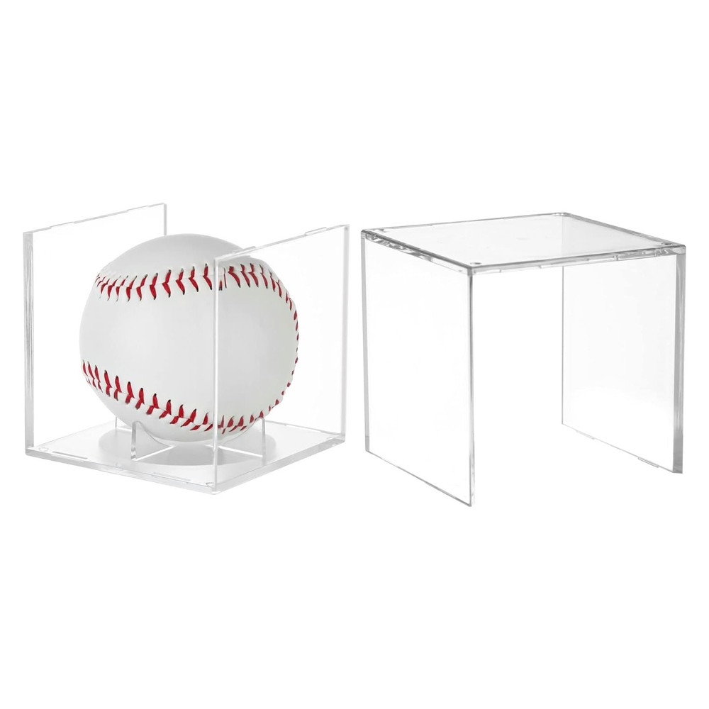 6Pack Baseball Display Case UV Protected Acrylic Clear Holder Square Ball Box