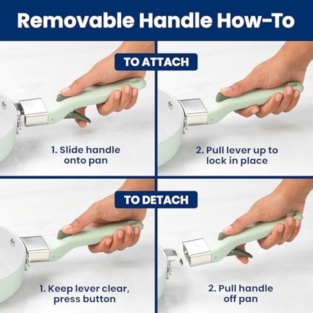 GoodCook Ceramic Cookware Set 5-Piece with Removable Handle, Induction...