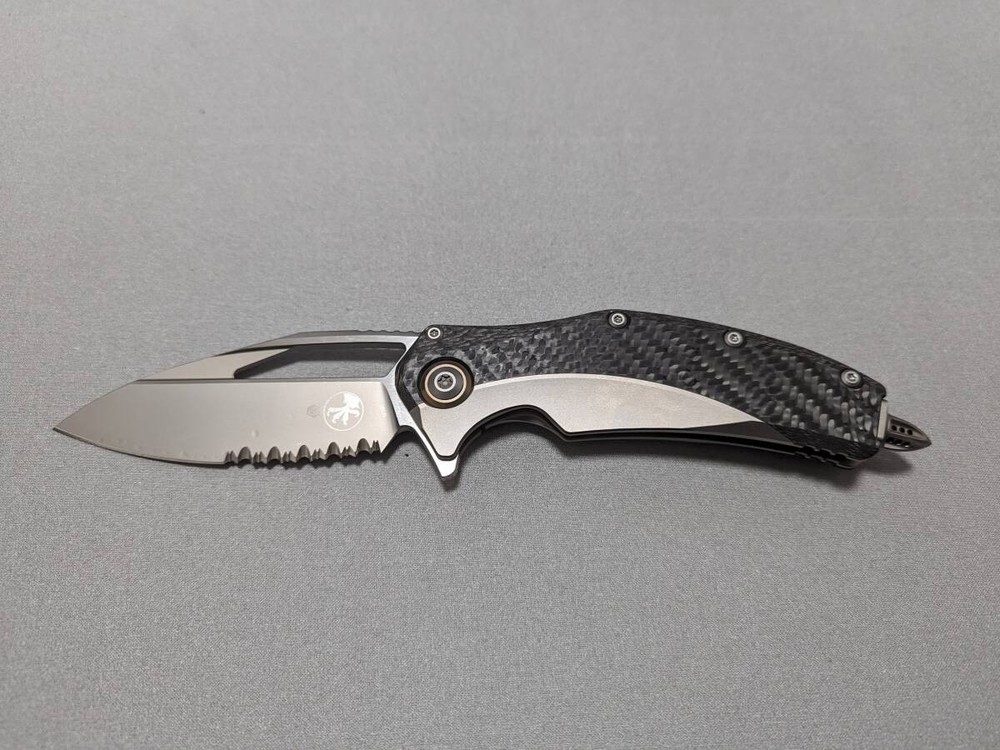 New Microtech Matrix Folding Knife Titanium Carbon Handle Glass Breaker