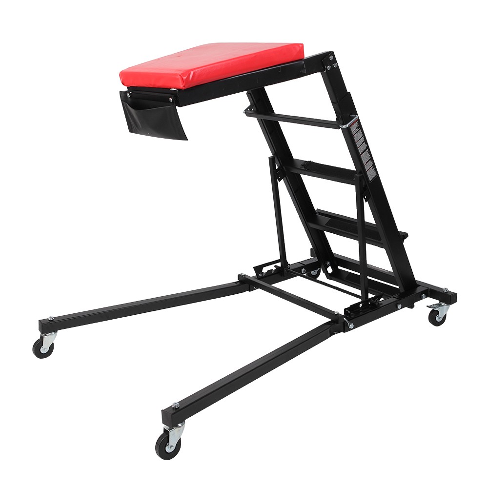 Folding Rolling Creeper Seat, Adjustable Workshop Mechanic Stool for Garage