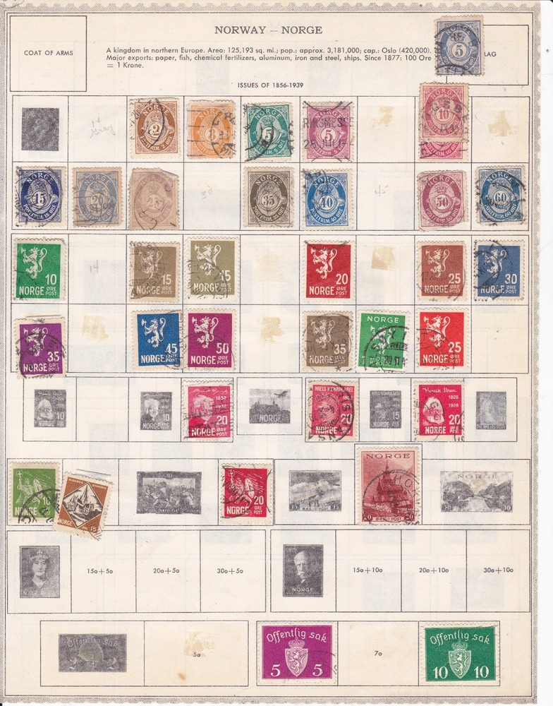 Norway Stamps on pages