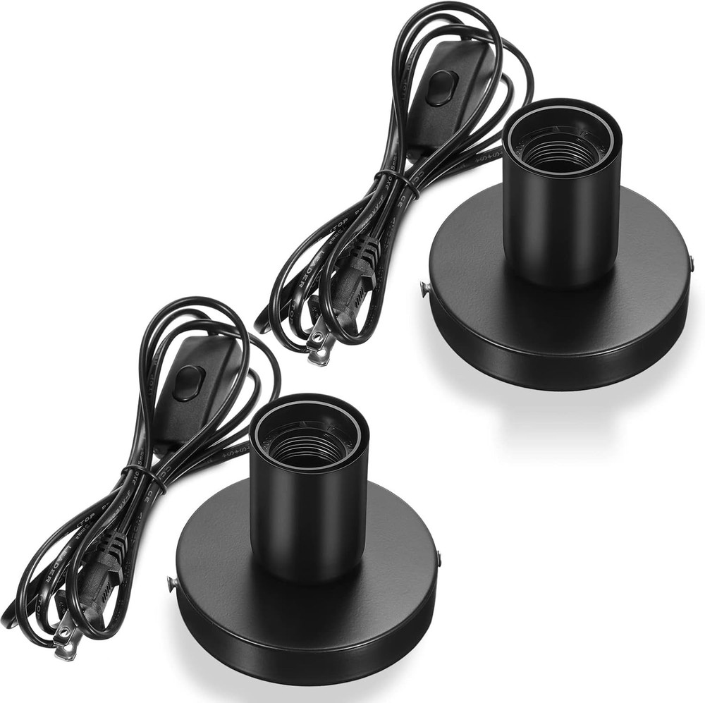 2 Pcs Polished Metal Desktop Lamp Base E26 E27 Screw Light Bulb Holder Socket...