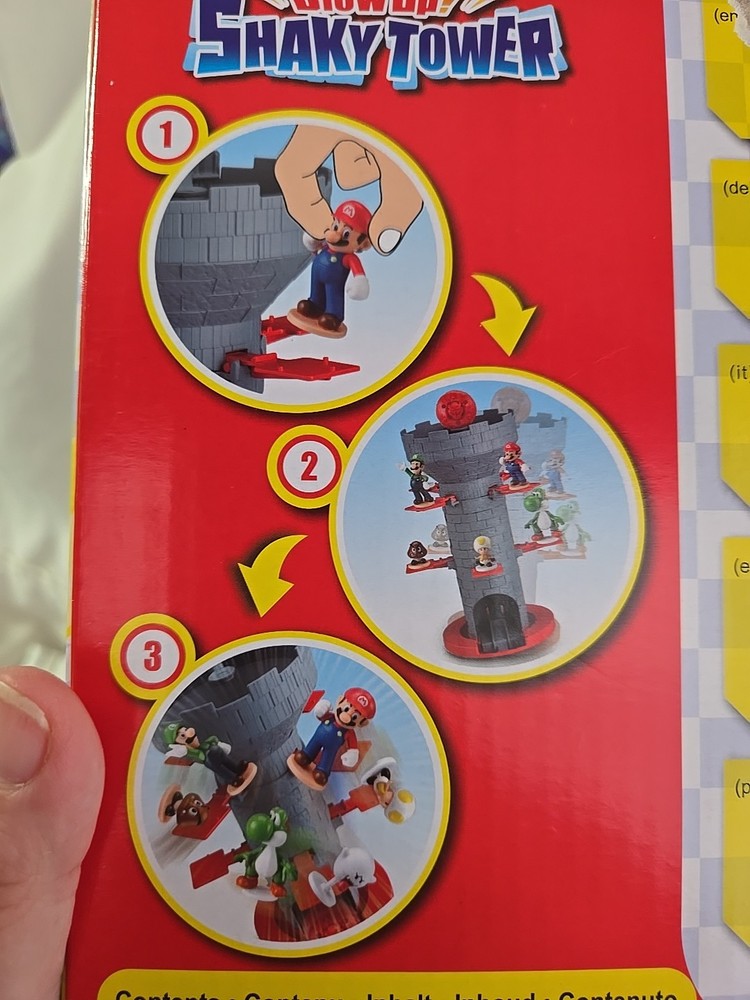 Super Mario Blow Up Shaky Tower Balancing Game Open Box Complete