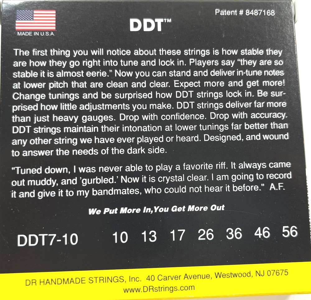 DR Guitar Strings Electric 5 Sets DDT 7-String Drop Down Tuning 10-56