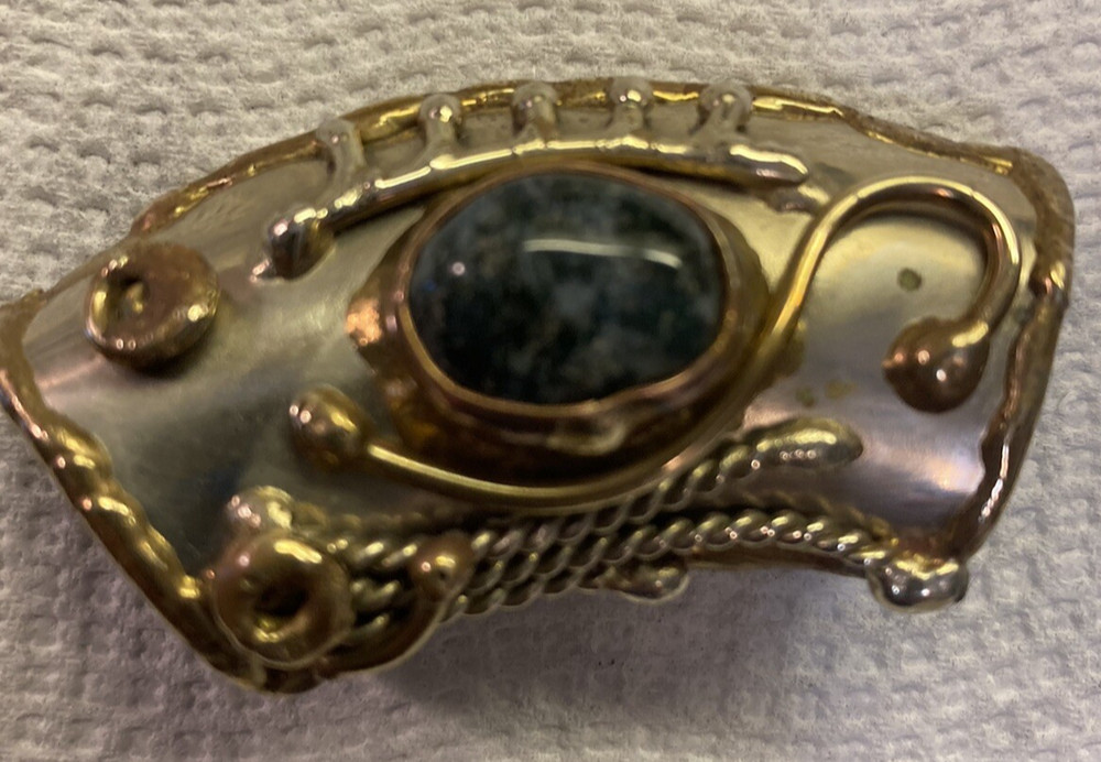 Mixed Metal Brutalist Labradorite Scarf Holder