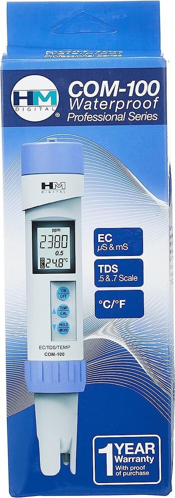 HM Digital COM 100 Waterproof EC/TDS & Temperature Combo Meter- 2023 MODEL