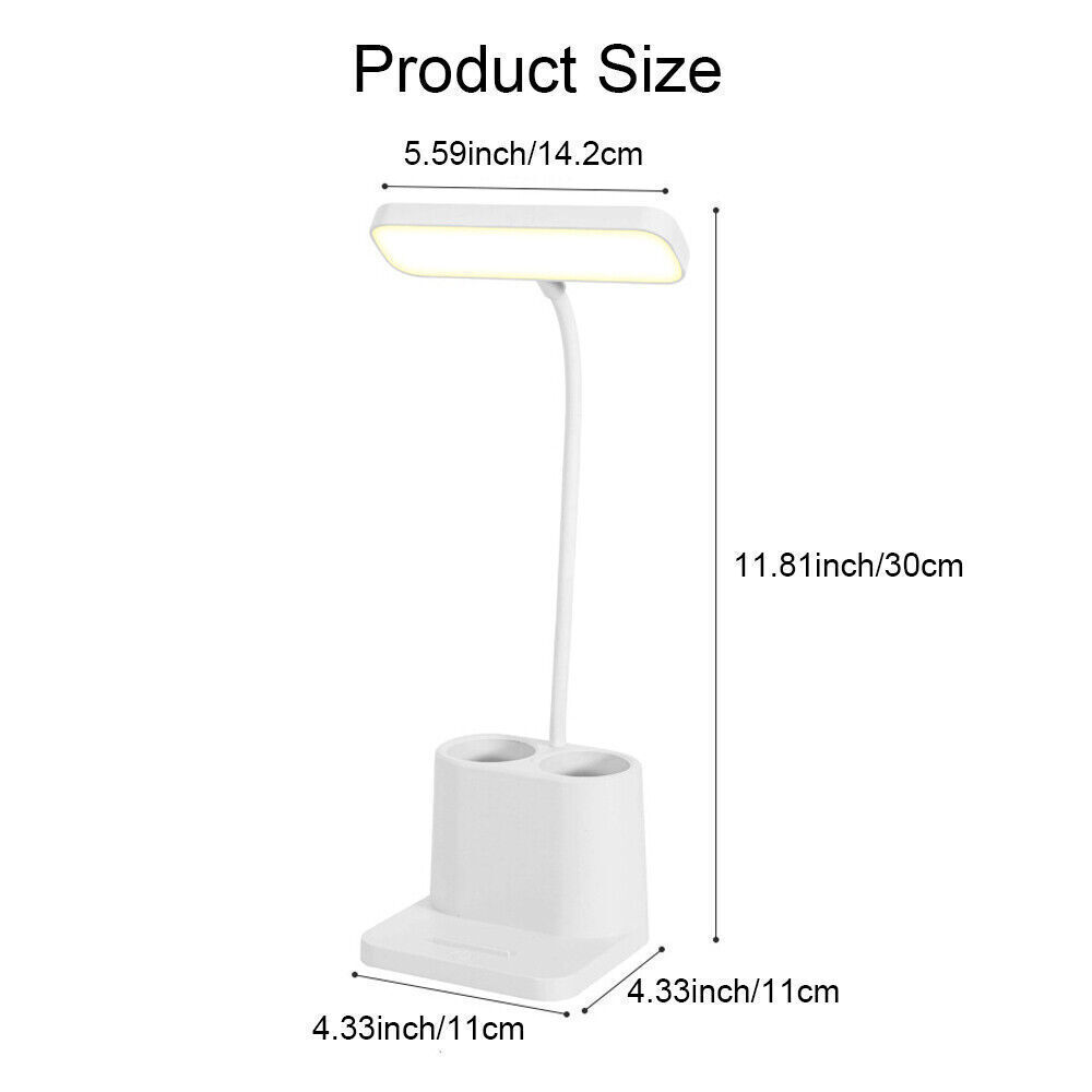 LED Desk Light Dimmable Touch Sensor Table Bedside Reading Lamp USB Rechargeable