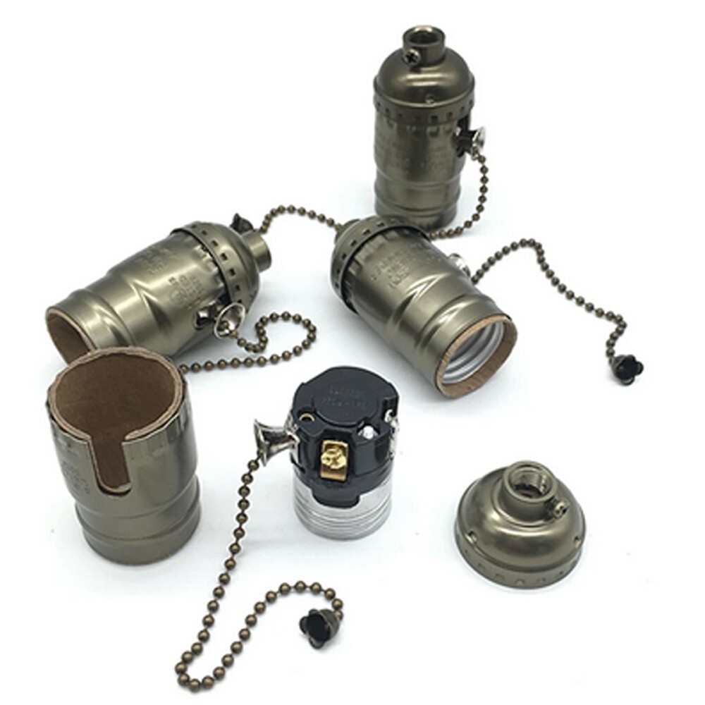 Pull Chain Light Bulb Lamp Socket Replacement Switch E26 E27 On Off 1/2/4 PCS