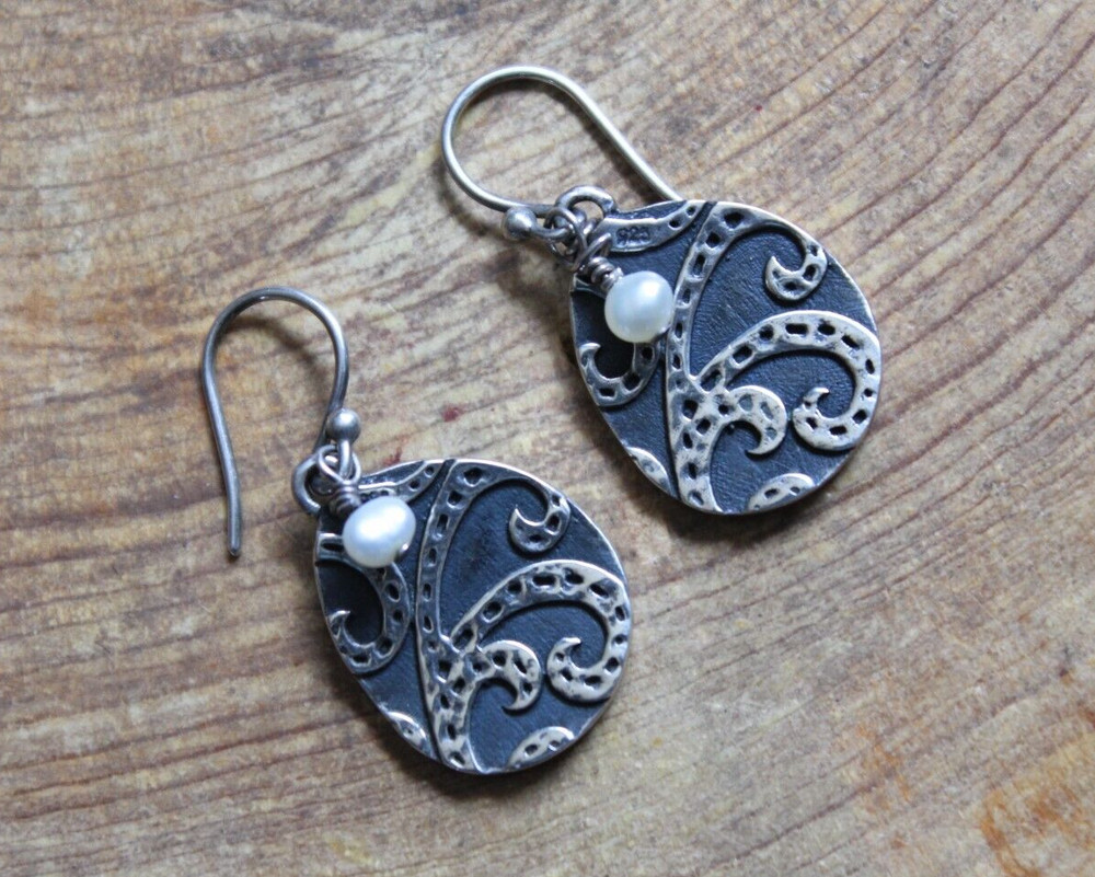 Pearl & Sterling Silver Teardrop dangle Earrings