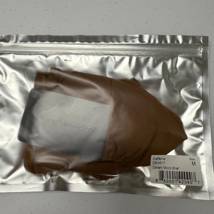 Todd Sanfield Brief Men's Medium Brown Caffeine Defiant Micro Solid Minimal NEW
