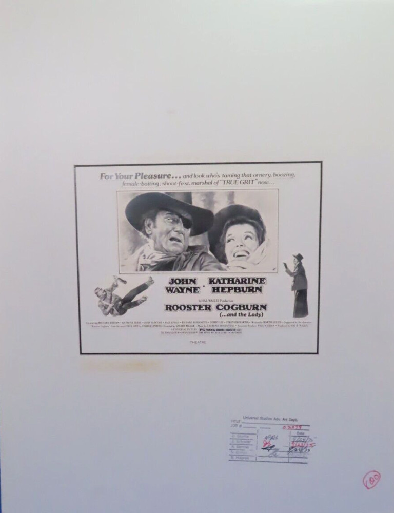 Universal Studios "Rooster Cogburn" Original 1975 Advertising Studio Art Proof