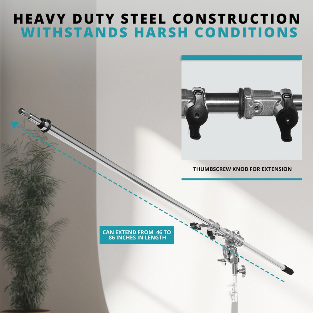 Flashpoint 86" Telescopic Boom Arm, Chrome-Plated #FP-LSBA