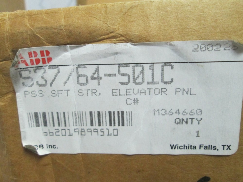 ABB Elevator Starter Panel S37-64-501C PSS SFT STR (NIB)