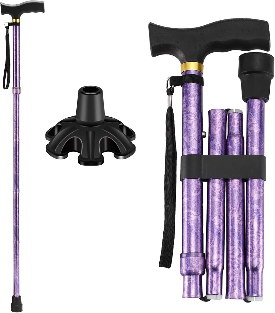 Elegant & Functional Folding Cane - Supports 330 lbs, Adjustable Height Options