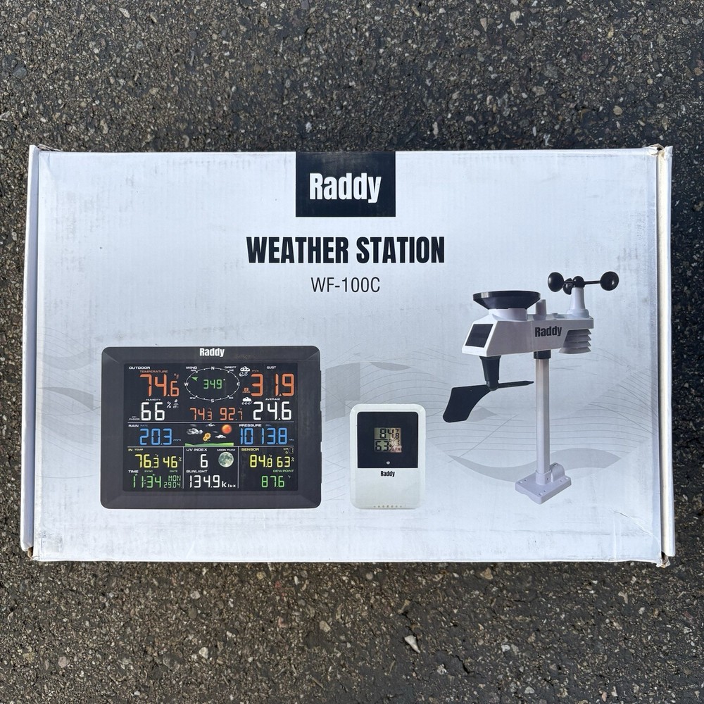 Raddy WF-100C Weather Station, Large 10" LCD, Wireless Sensor, Rain, Wind, Solar