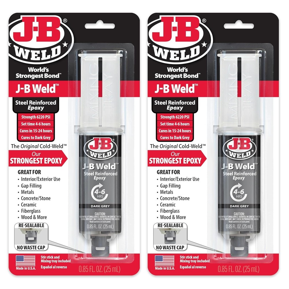 Steel Reinforced Epoxy Syringe 2 Pack - High Strength, Fast Setting Solution