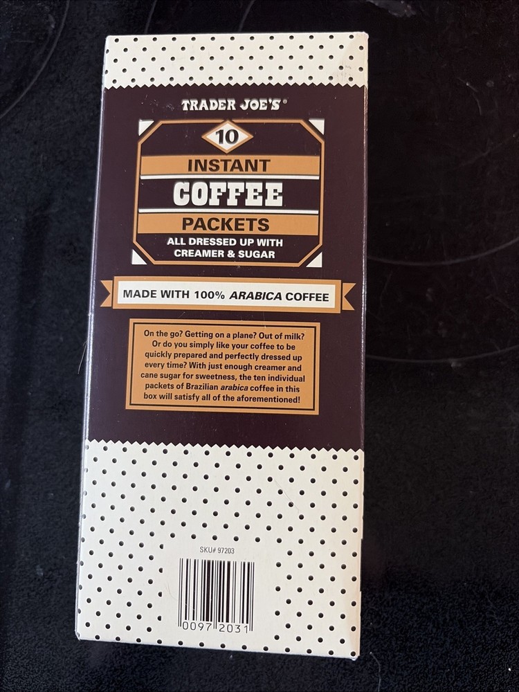 Trader Joe's Instant Coffee Packets with Creamer & Sugar 10 Packets, 4.2 Oz